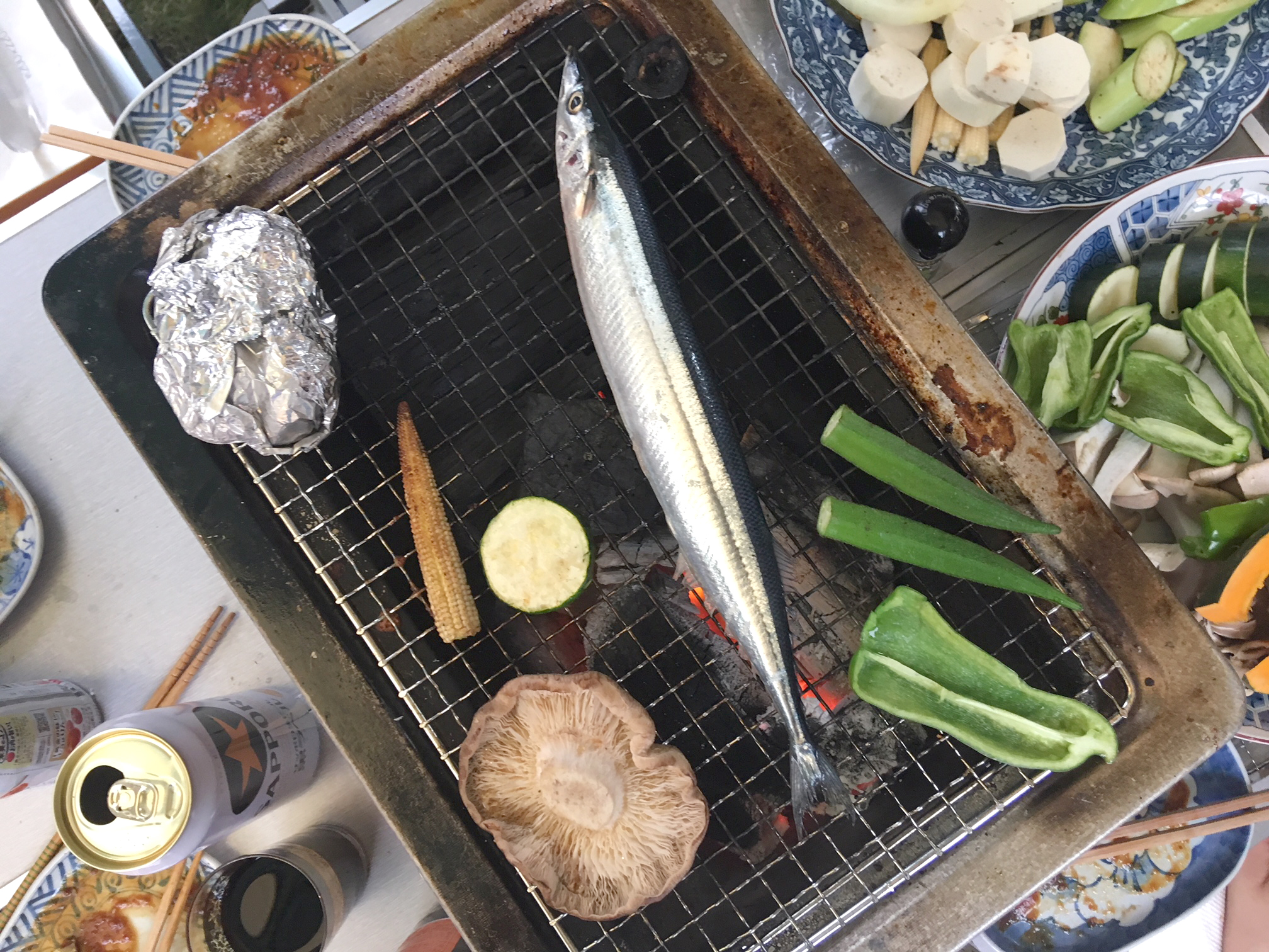 茨城県つくば牛久にあります、カフェのようなアートコミュニティースペースのキンコサンチのBBQの写真