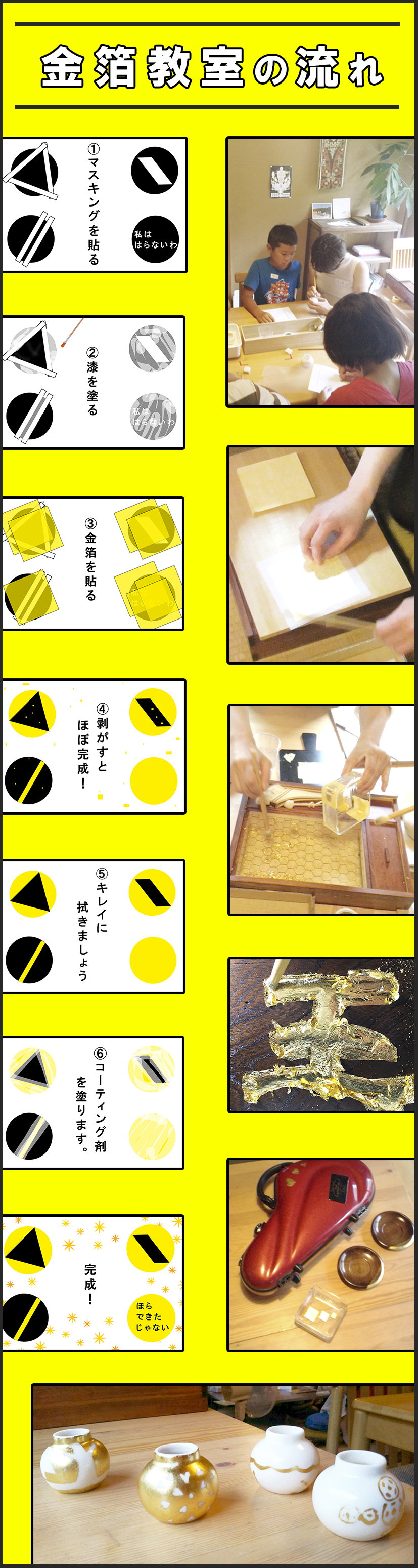 アートコミュニティース,ランドリー,金箔教室,金箔張り,金箔